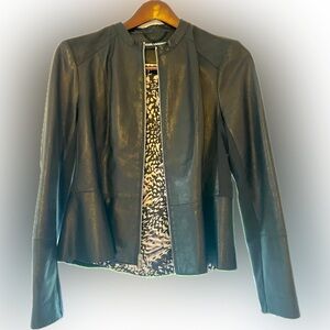 Karl Lagerfeld Ladies Black Genuine Leather Jacket